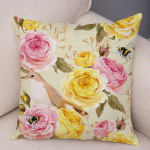 Roosipunase lillega padjap&uuml;&uuml;r Dekoratiivne lind Lilletaim Padjap&uuml;&uuml;r padjadiivan Koduauto 45x45cm