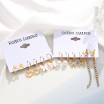 IF ME Boho kullav&auml;rvi liblikas rippuvate k&otilde;rvar&otilde;ngaste komplekt naistele Moodne metallist teemant-tuttk&otilde;rvar&otilde;ngas p&auml;rliga s&uuml;dameripats k&otilde;rvar&otilde;ngas peoehted 6PAIRS/SET