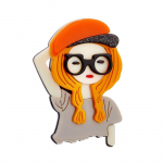 Blucome uus mood naiste pross akr&uuml;&uuml;lmaterjal, klaas, oranž juuksed, t&uuml;druku kujuga naiste prossid kotiriietel kollane