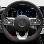 Libisemisvastane Must Suede Punutud Auto Rooli Kate Mercedes-Benz S-Class W222 GLC A-Class W177 C-Class W205 E-Class jaoks Style 1