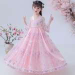 T&uuml;druk Hanfu iidne kost&uuml;&uuml;m lapsed Hiina stiilis v&auml;ikese t&uuml;druku kleit Tang kleit printsessi seelik rahvariided lapsed S roosa
