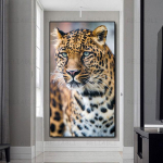 Leopardmaal l&otilde;uendil Suure kassi plakatid ja tr&uuml;kised Loomade seinapilt K&auml;sitsiprinditud seinakunst elutoa sissep&auml;&auml;su sisekujunduseks 40cm&times;80cm NoFrame