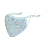 Fancy Fashion n&auml;omask korduvkasutatavad litrid Bling Glitter rhinestones koos filtriga valge