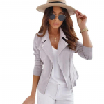 Naiste moodne pits-nahkjakk Slim Fit kevad-s&uuml;gis mootorratta jope T&otilde;mblukuga jope M hall