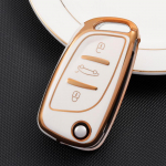 3 nupuga pehme TPU auto kokkuklapitav v&otilde;tme&uuml;mbris Peugeot jaoks t&auml;ielik kate Citroen C1 C2 C3 C4 C5 DS3 DS4 DS5 DS6 kaugjuhtimispuldi v&otilde;tmehoidja tarvikud Key Case valge