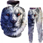 Animal Tiger 3D prinditud meeste dressikomplekt vabaaja kapuuts ja p&uuml;ksid 2tk komplektid kevad-s&uuml;gismood t&auml;navar&otilde;ivad meeste r&otilde;ivaste &uuml;likond 4XL