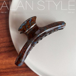 Prantsuse &auml;&auml;dikhappega kaarjas juuksehaarats Leopardi mustriga suure haardeplaadiga juuksen&otilde;el hai klambriga laps 13.5cm must