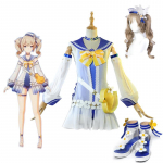 Barbara Gunnhildr Cosplay kost&uuml;&uuml;m Barbara ujumistrikoo saapad juuksed t&auml;iskomplekt Cosplay L-(Costume+Wig+shoe)