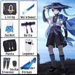 Wanderer Scaramouche Cosplay Scaramouche Cosplay Kost&uuml;&uuml;m Vormiriided Parukas T&auml;ielik &uuml;likond M&auml;ng Scaramouche Kost&uuml;&uuml;mid L-(Suit+Wig+Hat)