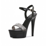 Naiste kingad Mood k&otilde;rge kontsaga &ouml;&ouml;klubi Rhinestone &uuml;hev&auml;rvilised tikk-sandaalid 8661 seeria 15 cm konts 5 cm platvorm LFD 34 must