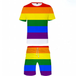 V&auml;rvilised elemendid, mood, 3D prinditud, meeste naiste T-s&auml;rkide komplektid vikerkaar LGBT T-s&auml;rgi l&uuml;hikesed p&uuml;ksid, kaheosaline komplekt vabaaja Harajuku t&auml;navar&otilde;ivad 6XL