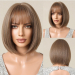 LOUIS TASUTA l&uuml;hikesed sirgetest s&uuml;nteetilisest juustest naturaalsed parukad Keskmise pruun parukas igap&auml;evaseks peoks kasutamiseks Naiste kuumakindel parukas