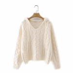 Lahtine kampsun Naiste kapuutsiga kampsun, k&auml;rbitud &uuml;hev&auml;rviline kootud topp One size valge