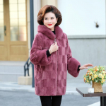 K&otilde;rgekvaliteedilised ema talveriided, keskmise pikkusega taani naaritsast kasukas, keskealiste ja eakate naiste soe topp 6XL