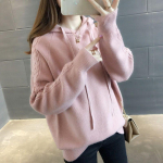 Kapuutsiga kampsun mantel naiste s&uuml;gis/talv uus Korea pullover avara varrukaga soliidne mitmek&uuml;lgne kootud kampsun, naissoost kampsun One Size roosa
