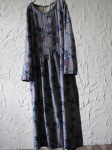 Johnature Naiste Vintage Print lilleline puuvillane kleit pikkade varrukatega hommikumantlid S&uuml;gisesed lahtised pehmed naiste kleidid One Size sinine