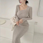 S&uuml;gisene prantsuse pikk villane kleit v&auml;ikese l&otilde;hnaga kootud kleidi all naiste talvekampsun naiste s&auml;rk One Size must