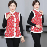Soe ja &scaron;ikk mustriga vest retro pandlaga mantliga naistele XXL punane