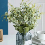 5 tk Kunstlik karikakra siidist lill &otilde;ues UV-vastupidav v&otilde;lts-metsalilled Kunstplastist taimed Kodu siseruumides ja v&auml;ljas aias vaasi kaunistamiseks roheline