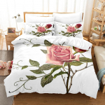 3D roosi voodipesukomplekt Yst&auml;v&auml;np&auml;iv&auml; tekikott 2/3 osaline komplekt DE240 * 220 t&auml;issuuruses luksuslik kate AU Double 180x210cm