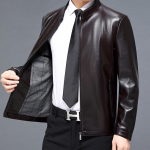 Ehtsast nahast riided meeste s&uuml;gis- ja talvine &auml;riline vabaaja nahast &uuml;laosa, soe k&uuml;lmakindel mantel M