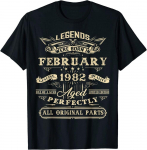 40. s&uuml;nnip&auml;ev Legends S&uuml;ndis veebruaris 1982 40 aastat vana suurep&auml;rane Unisex T-s&auml;rk S