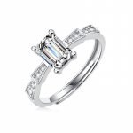 Bague Ringen S925 h&otilde;bedane komplekt, 1 kat, ruudukujuline moissanite plaatinaga kaetud lossis&otilde;rmus naistele Nude Cargo valge