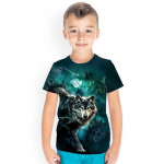 3D Wolf Prinditud Laste T-s&auml;rgid Laste Unisex l&uuml;hikeste varrukatega vabaaja spordi T-s&auml;rk poiste tee 120