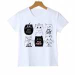 Br&auml;ndi Summer Harajuku Animal Cat Print Laste T-s&auml;rk L&uuml;hikeste varrukatega poiste T-s&auml;rk T&uuml;drukute topid Teismeliste T-s&auml;rk Lasteriided 90cm