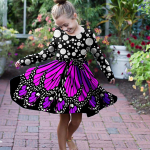 Kevadine t&uuml;drukute vabaaja 3D liblika tiibade printimine &uuml;mara kaelusega pikkade varrukatega kleit lapse printsessi kleit j&otilde;uludeks 80 kollane