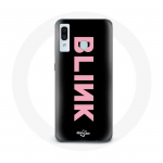 Coque pour Samsung Galaxy A20e Blink Fandom Blackpink Logo Rose Fond Noir