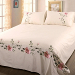 Puuvillase toimse tikitud voodilinade komplekt LUKSUSlik voodipesukomplekt Kortsumis- ja pleekimiskindel h&uuml;poallergeenne lina- ja padjap&uuml;&uuml;ri komplekt Queen 230x250cm