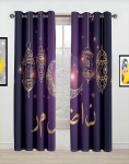 Ramadan Moon Kareem Lslamic moslemi seinamaaling Eid Mubarak Tasuta kohaletoimetamine 2 t&uuml;kki &otilde;huke aknakardin elutoa magamistoa sisekujunduseks W50xH130(CM)x2PCS-Rod pocket must