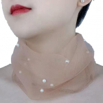 &Uuml;hev&auml;rviline kaelarihm Faux Pearls Decor Elastne organza pitsist sall Elegantne multifunktsionaalne elastne kaelam&auml;his helelilla v&auml;rv