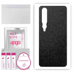 apgo Protective Skin Sticker for the back compatible with Xiaomi Mi 10 5G, Wrap Film, Foil, Vinyl - Pattern Black Honeycomb
