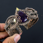 Amet&uuml;sti Kivi K&auml;sit&ouml;&ouml; Vasktraadiga Keeratud Ehted Reguleeritav K&auml;ev&otilde;ru Talle Adjustable