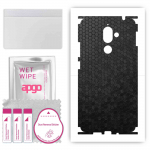 apgo Protective Skin Sticker for the back+sides compatible with Nokia 7 plus, Full Wrap Film, Foil, Vinyl - Pattern Black Honeycomb