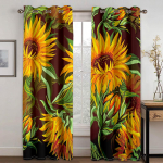 3D kuldkollane p&auml;evalille liblikas kodukaunistus p&auml;ikesevarju kardinad 2 paneeliga Deluxe elutuba magamistoa akna kaunistus 100W130H(CM)40x51in&Hook