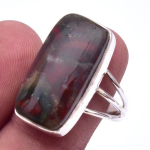 Looduslik Jaspis Kivi K&auml;sit&ouml;&ouml; 925 Sterling H&otilde;be Ehted S&otilde;rmus S.9 j2n24 black