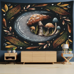 Ps&uuml;hhedeelsed lillevaibad Seinale riputatavad seened Boheemi hipi n&otilde;iduse m&uuml;steeriumi magamistoa sisekujundus 95x70cm