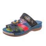 Suured naiste sandaalid Totemi v&auml;rviga sobivad etnilise stiiliga lilled Retro paksu tallaga sandaalid ja sussid 43 sinine