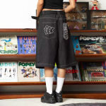 Y2k Vintage Tikitud L&otilde;dvad Naiste teksad Suvised L&uuml;hikesed P&uuml;ksid &Uuml;lem&otilde;&otilde;dulised Streetwear Vabaaja Mood Retro Stiilis Jortsid Hippie Laiad Denim P&uuml;ksid S must