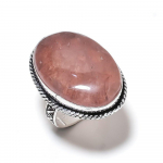 Strawberry Quartz Gemstone Handmade 925 Sterling Silver Jewelry Ring Size 7 z8l17