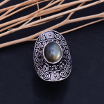 Natural Labradorite Gemstone Handmade 925 Sterling Silver Ring Size 11.5 y5w45