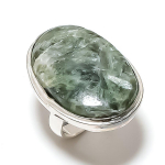Natural Seraphinite Gemstone Handmade 925 Sterling Silver Jewelry Ring S.10 k7y27