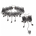 Gooti must lilleline pitshelmed ketid tups Choker kaelakee k&auml;ev&otilde;rud komplektid naistele t&uuml;drukud k&auml;ev&otilde;rud k&auml;ev&otilde;ru Halloweeni ehete komplektid kaunistused must