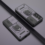 Samsung Galaxy A55 jaoks kate Samsung A15 A25 A35 A55 5G &uuml;mbrise objektiivi kaitse p&otilde;rutuskindel Push aken magnethoidik kaitseraud For A55 must