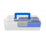 &Otilde;ngekasti kaasaskantava k&auml;epidemega, kahekihiline, mitme sektsiooniga, l&auml;bipaistev, veekindel, kalas&ouml;&ouml;tade ja v&auml;ikeste tarvikute organiseerimiskarp, kalastus sinine