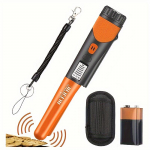 K&auml;eshoitav metallidetektor, suure tundlikkusega metallidetektor LCD-ekraani ja rihmakotiga, 360&deg; skaneerimine, t&auml;ismetallidetektor oranž