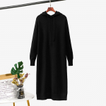 S&uuml;gistalvine kapuutsiga sirge pikad naiste massiivne vabaaja T&auml;isvarrukatega kapuutsiga kleit naistele, kontorinaisele One Size